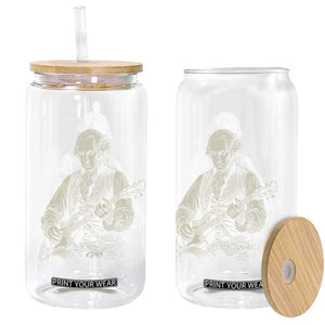 George Washington Rock Star Portrait Glass Can Funny Electric Guitar Player Founding Father Patriotic Graphic