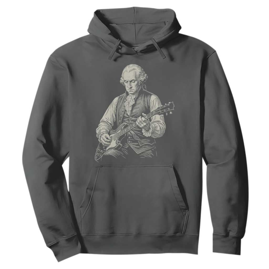 George Washington Rock Star Portrait Hoodie Funny Electric Guitar Player Founding Father Patriotic Graphic