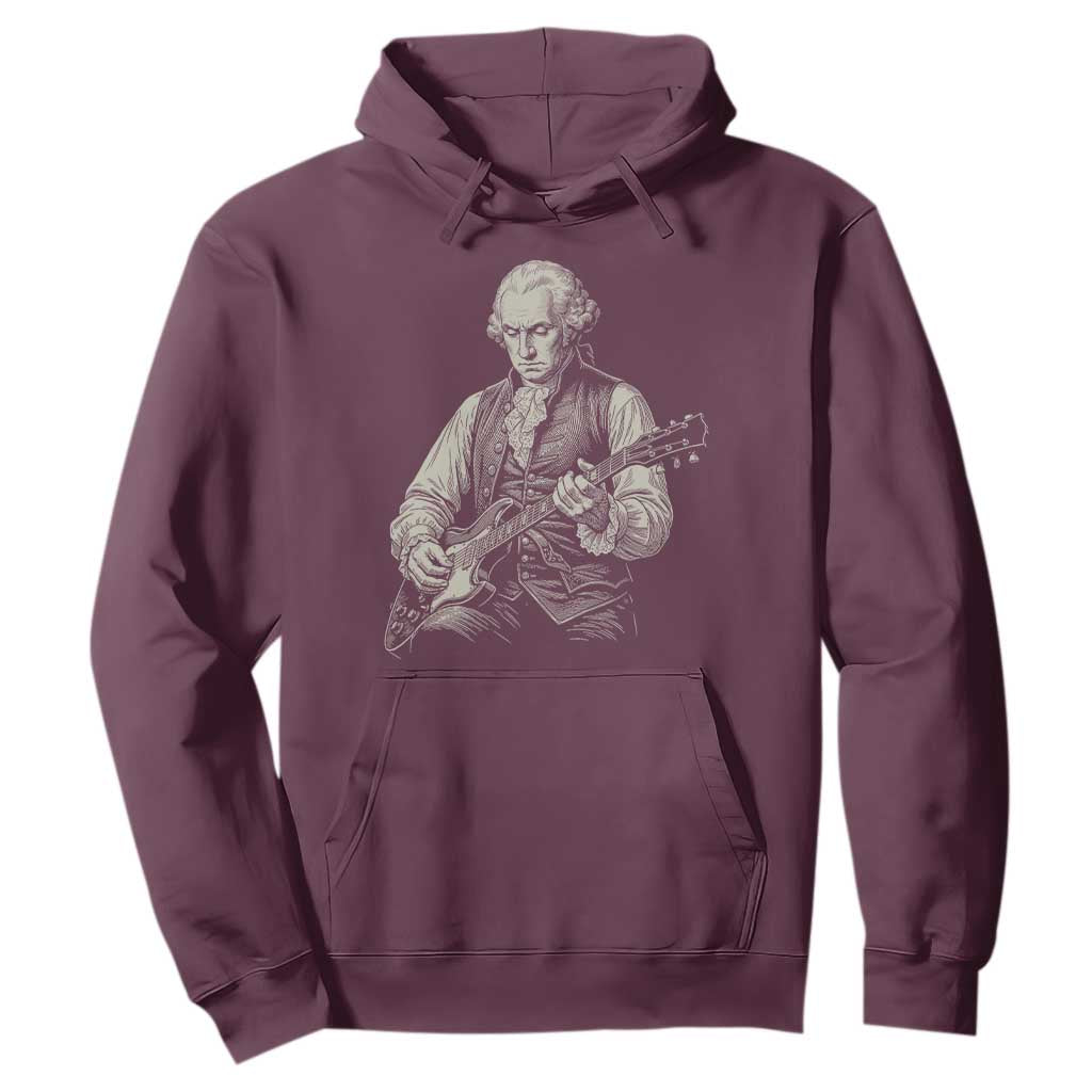 George Washington Rock Star Portrait Hoodie Funny Electric Guitar Player Founding Father Patriotic Graphic