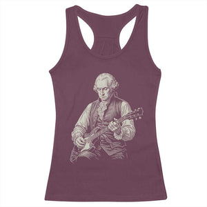 George Washington Rock Star Portrait Racerback Tank Top Funny Electric Guitar Player Founding Father Patriotic Graphic