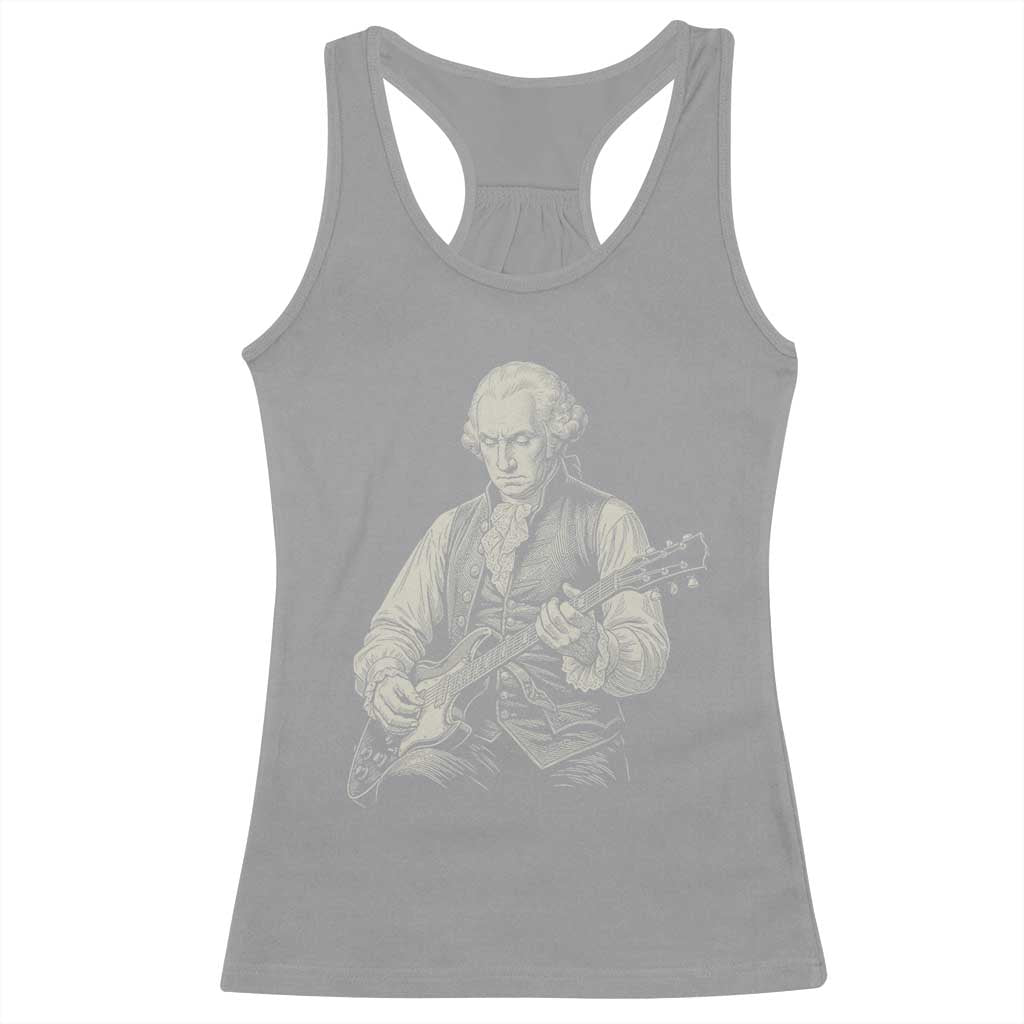 George Washington Rock Star Portrait Racerback Tank Top Funny Electric Guitar Player Founding Father Patriotic Graphic