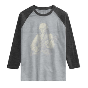 George Washington Rock Star Portrait Raglan Shirt Funny Electric Guitar Player Founding Father Patriotic Graphic