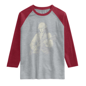 George Washington Rock Star Portrait Raglan Shirt Funny Electric Guitar Player Founding Father Patriotic Graphic