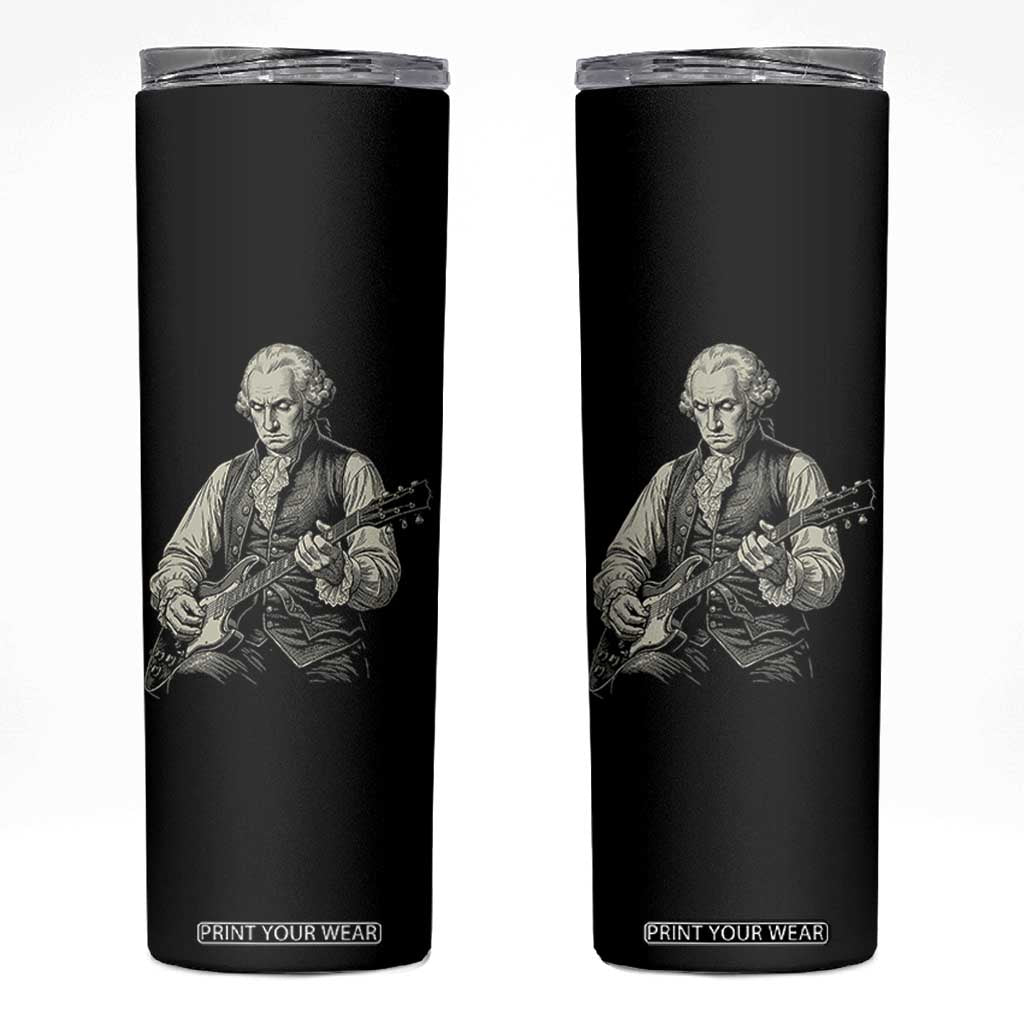 George Washington Rock Star Portrait Skinny Tumbler Funny Electric Guitar Player Founding Father Patriotic Graphic TS02 Black Print Your Wear
