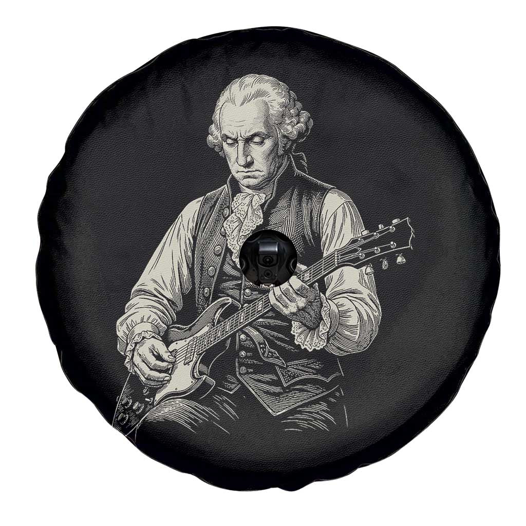 George Washington Rock Star Portrait Spare Tire Cover Funny Electric Guitar Player Founding Father Patriotic Graphic