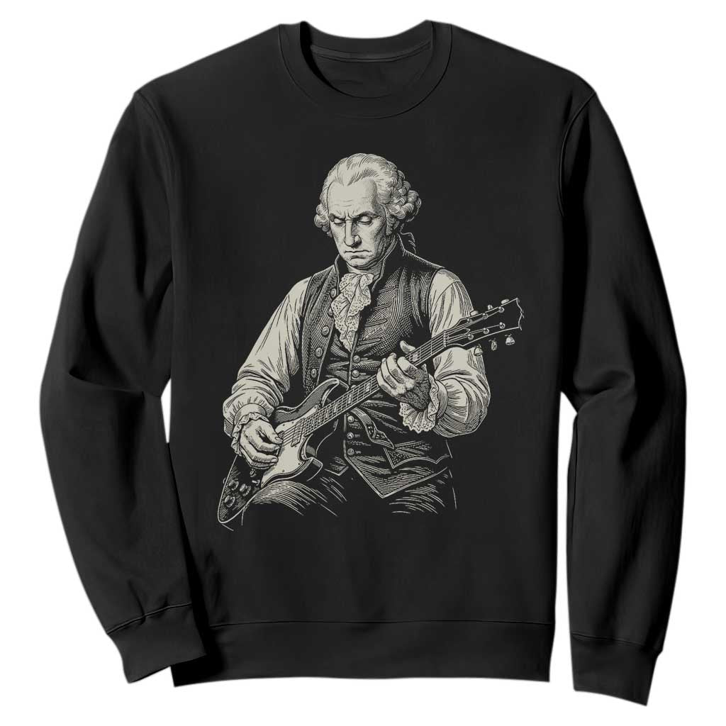 George Washington Rock Star Portrait Sweatshirt Funny Electric Guitar Player Founding Father Patriotic Graphic