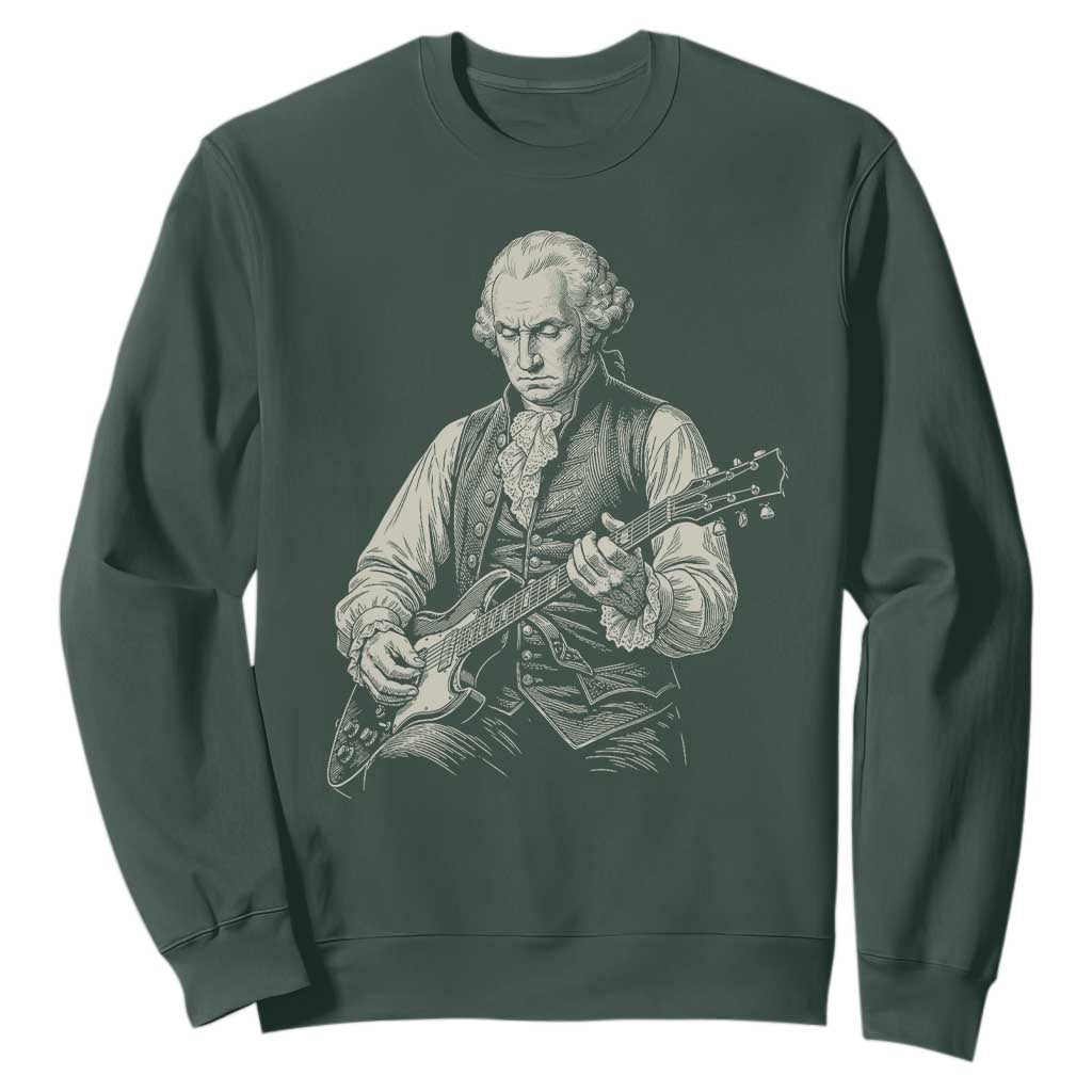 George Washington Rock Star Portrait Sweatshirt Funny Electric Guitar Player Founding Father Patriotic Graphic