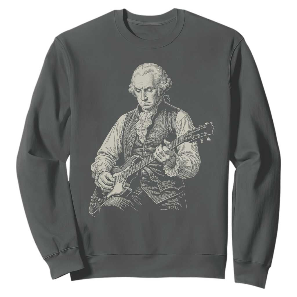 George Washington Rock Star Portrait Sweatshirt Funny Electric Guitar Player Founding Father Patriotic Graphic