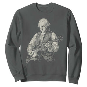 George Washington Rock Star Portrait Sweatshirt Funny Electric Guitar Player Founding Father Patriotic Graphic