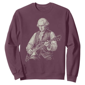 George Washington Rock Star Portrait Sweatshirt Funny Electric Guitar Player Founding Father Patriotic Graphic