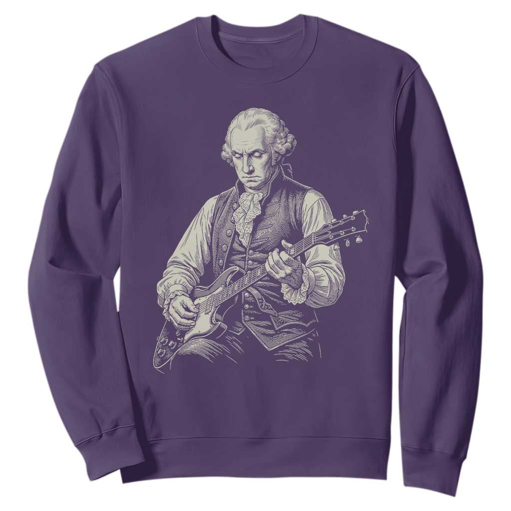 George Washington Rock Star Portrait Sweatshirt Funny Electric Guitar Player Founding Father Patriotic Graphic