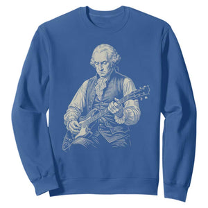 George Washington Rock Star Portrait Sweatshirt Funny Electric Guitar Player Founding Father Patriotic Graphic