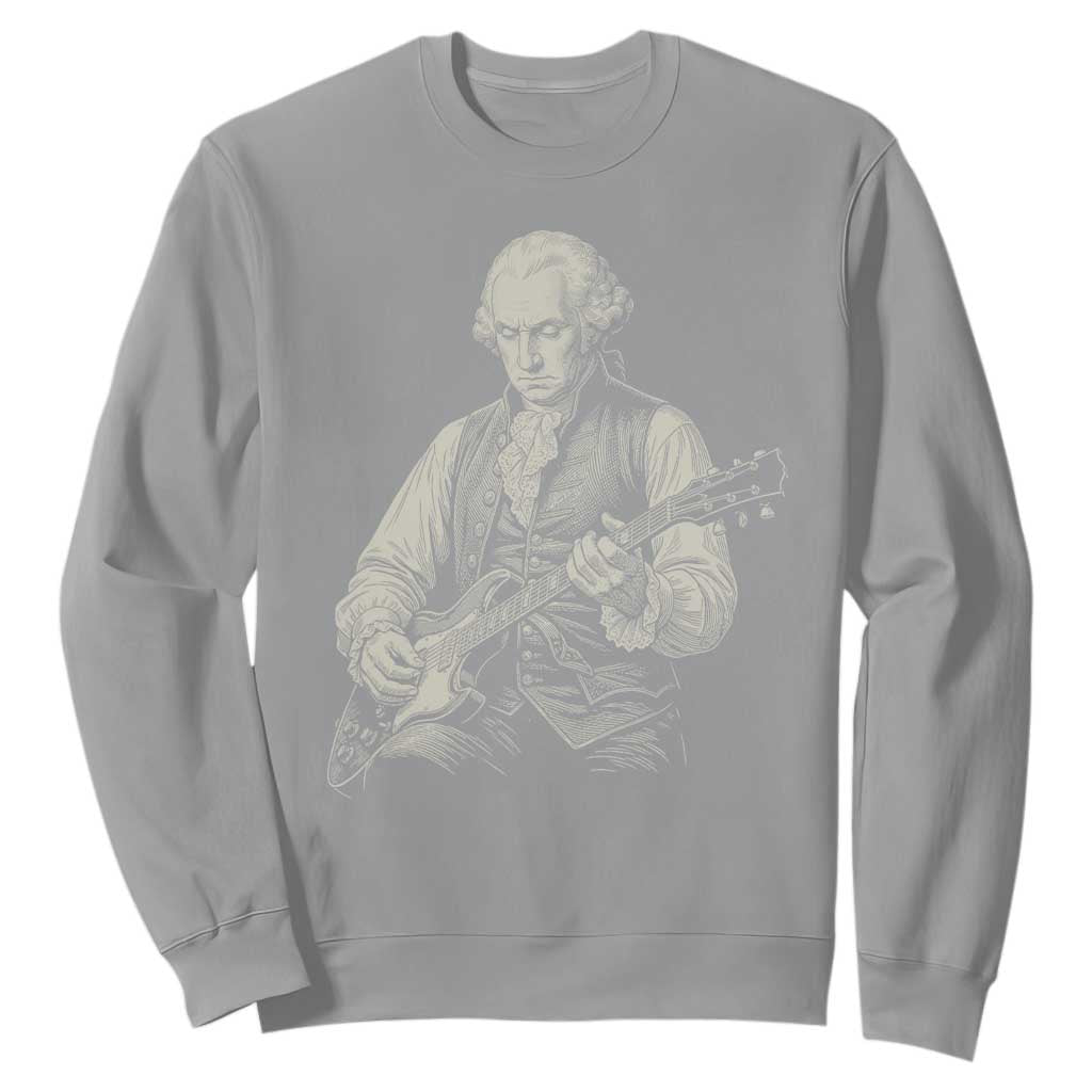 George Washington Rock Star Portrait Sweatshirt Funny Electric Guitar Player Founding Father Patriotic Graphic