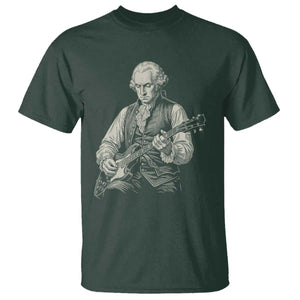 George Washington Rock Star Portrait T Shirt Funny Electric Guitar Player Founding Father Patriotic Graphic