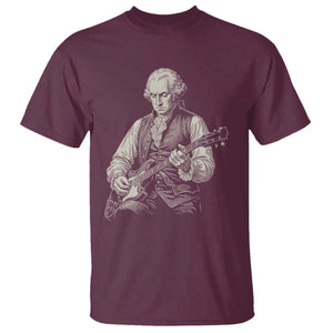 George Washington Rock Star Portrait T Shirt Funny Electric Guitar Player Founding Father Patriotic Graphic