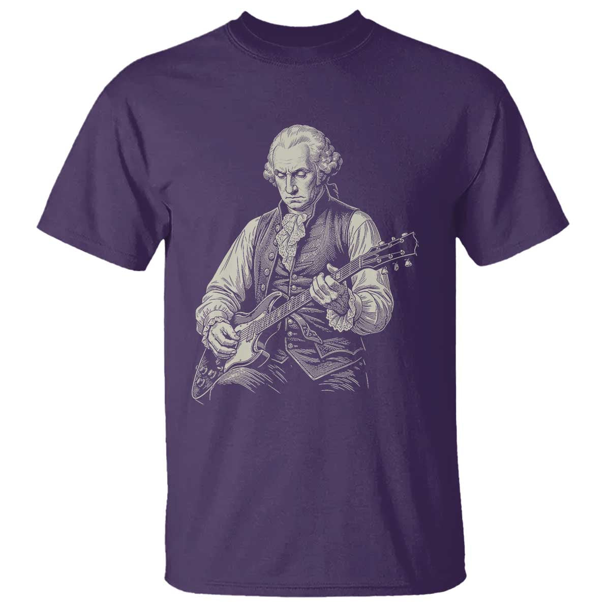 George Washington Rock Star Portrait T Shirt Funny Electric Guitar Player Founding Father Patriotic Graphic