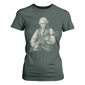 George Washington Rock Star Portrait T Shirt For Women Funny Electric Guitar Player Founding Father Patriotic Graphic