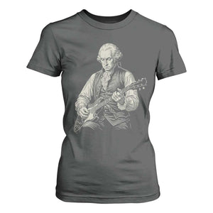 George Washington Rock Star Portrait T Shirt For Women Funny Electric Guitar Player Founding Father Patriotic Graphic