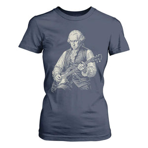 George Washington Rock Star Portrait T Shirt For Women Funny Electric Guitar Player Founding Father Patriotic Graphic