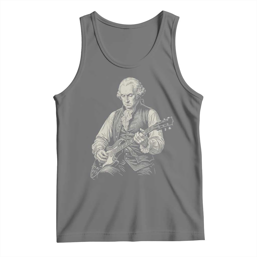 George Washington Rock Star Portrait Tank Top Funny Electric Guitar Player Founding Father Patriotic Graphic