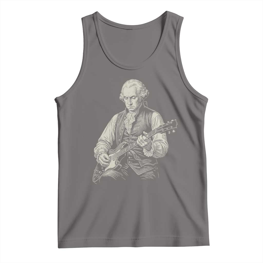 George Washington Rock Star Portrait Tank Top Funny Electric Guitar Player Founding Father Patriotic Graphic
