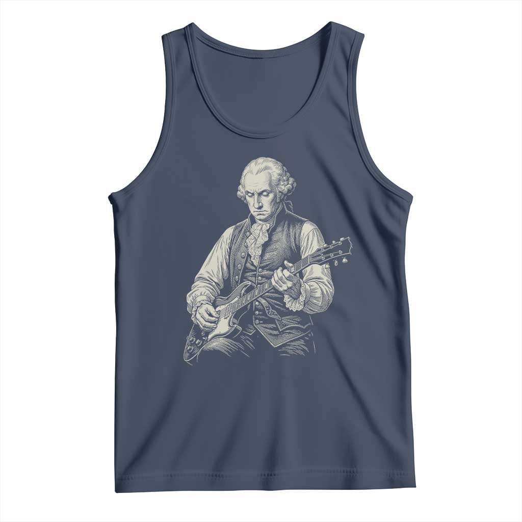 George Washington Rock Star Portrait Tank Top Funny Electric Guitar Player Founding Father Patriotic Graphic