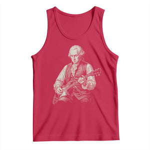 George Washington Rock Star Portrait Tank Top Funny Electric Guitar Player Founding Father Patriotic Graphic