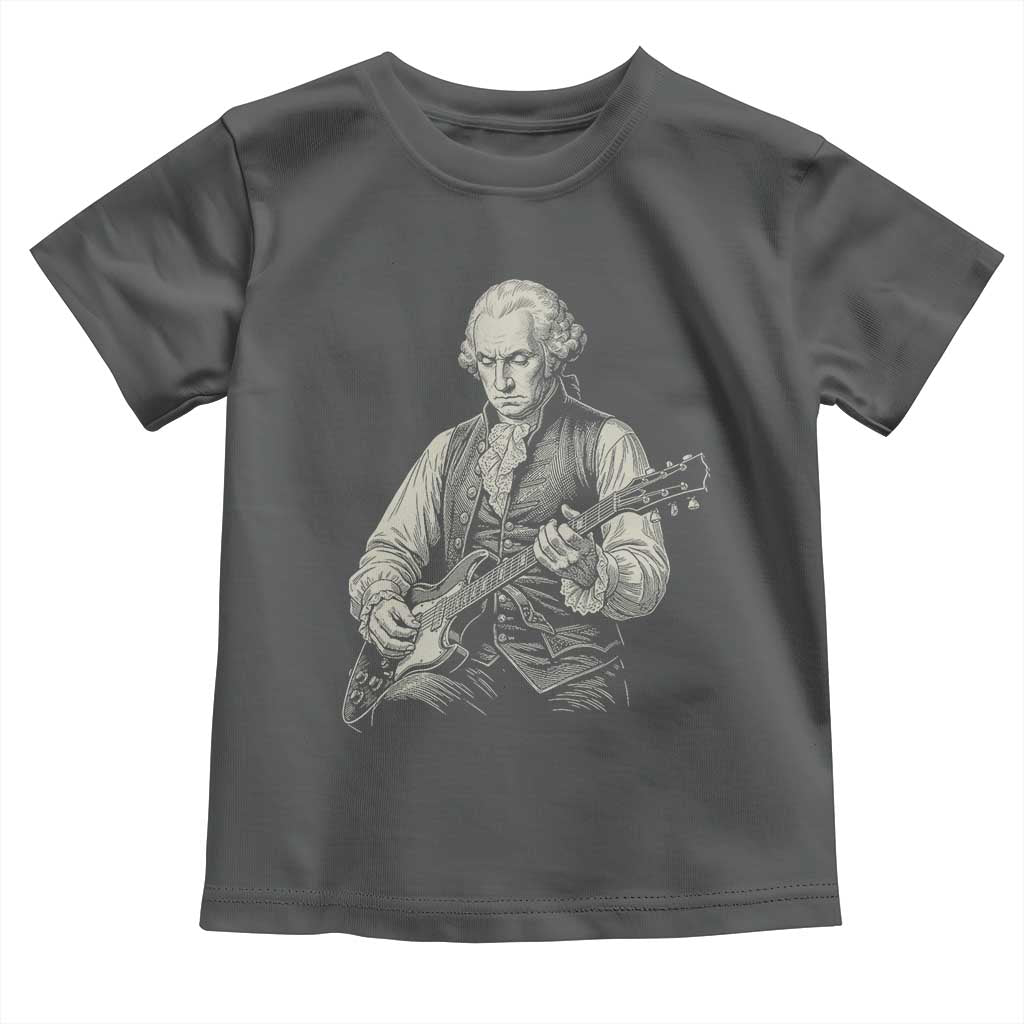 George Washington Rock Star Portrait Toddler T Shirt Funny Electric Guitar Player Founding Father Patriotic Graphic