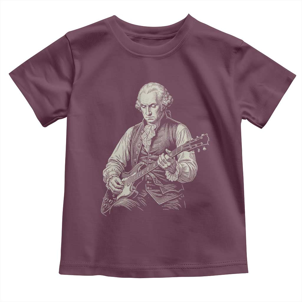 George Washington Rock Star Portrait Toddler T Shirt Funny Electric Guitar Player Founding Father Patriotic Graphic