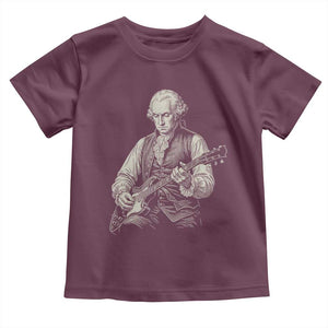 George Washington Rock Star Portrait Toddler T Shirt Funny Electric Guitar Player Founding Father Patriotic Graphic