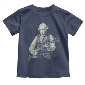 George Washington Rock Star Portrait Toddler T Shirt Funny Electric Guitar Player Founding Father Patriotic Graphic