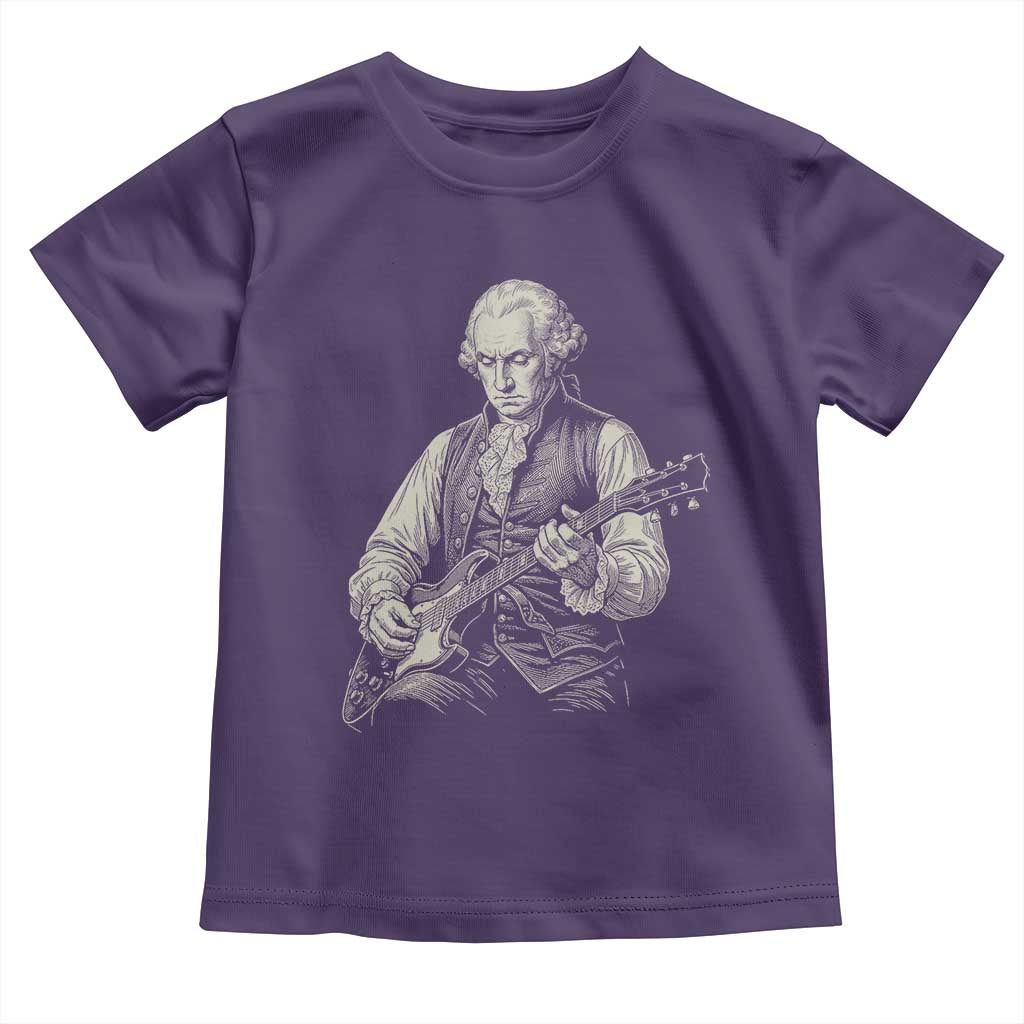 George Washington Rock Star Portrait Toddler T Shirt Funny Electric Guitar Player Founding Father Patriotic Graphic