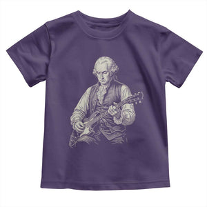 George Washington Rock Star Portrait Toddler T Shirt Funny Electric Guitar Player Founding Father Patriotic Graphic