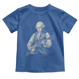 George Washington Rock Star Portrait Toddler T Shirt Funny Electric Guitar Player Founding Father Patriotic Graphic