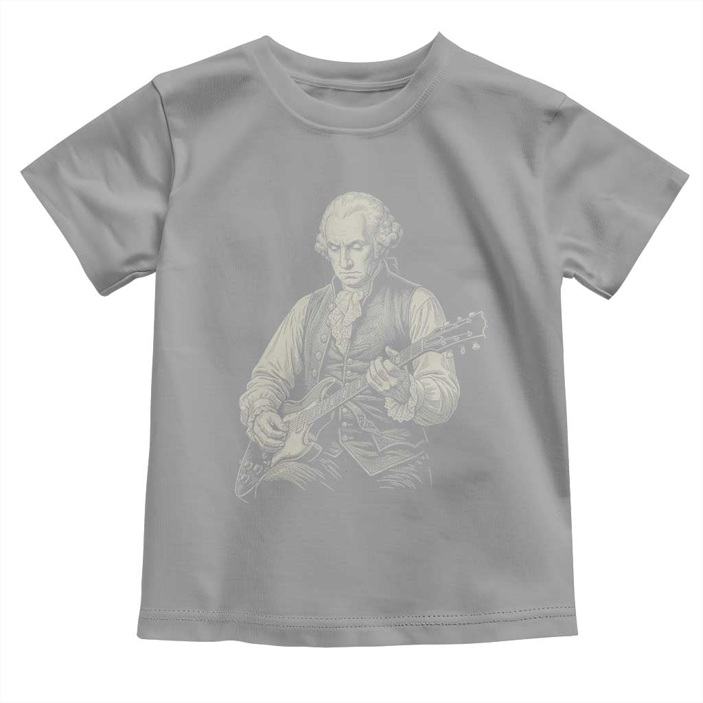 George Washington Rock Star Portrait Toddler T Shirt Funny Electric Guitar Player Founding Father Patriotic Graphic