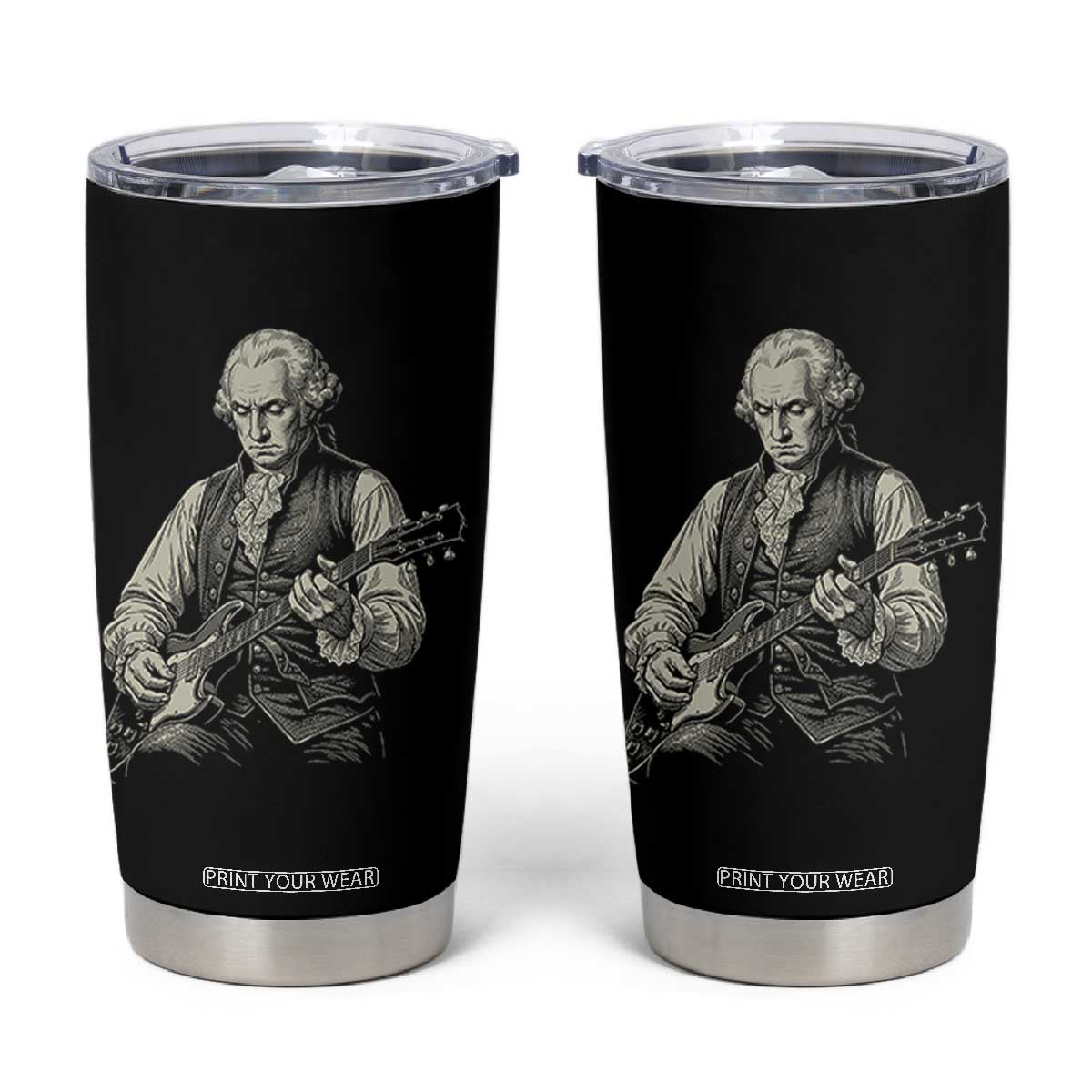 George Washington Rock Star Portrait Tumbler Cup Funny Electric Guitar Player Founding Father Patriotic Graphic
