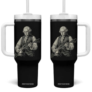 George Washington Rock Star Portrait Tumbler With Handle Funny Electric Guitar Player Founding Father Patriotic Graphic