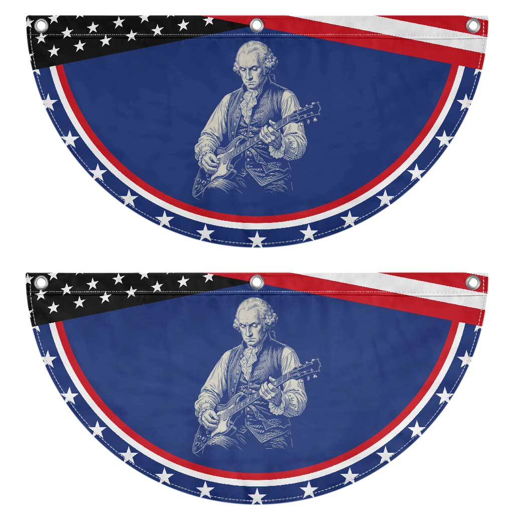 George Washington Rock Star Portrait Patriotic Fan Flag Funny Electric Guitar Player Founding Father Graphic