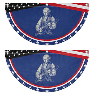 George Washington Rock Star Portrait Patriotic Fan Flag Funny Electric Guitar Player Founding Father Graphic
