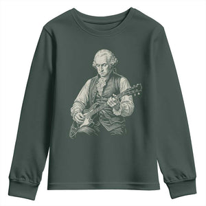 George Washington Rock Star Portrait Youth Sweatshirt Funny Electric Guitar Player Founding Father Patriotic Graphic