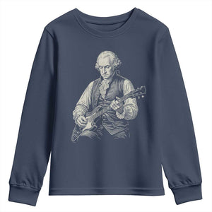 George Washington Rock Star Portrait Youth Sweatshirt Funny Electric Guitar Player Founding Father Patriotic Graphic