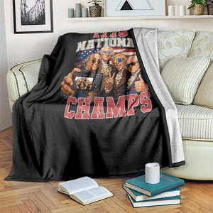 1776 National Champs Funny Founding Fathers Selfie Graphic Throw Blanket George Washington and Ben Franklin Cool Sunglasses Patriotic