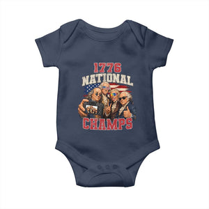 1776 National Champs Funny Founding Fathers Selfie Graphic Baby Onesie George Washington and Ben Franklin Cool Sunglasses Patriotic
