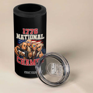 1776 National Champs Funny Founding Fathers Selfie Graphic 4 in 1 Can Cooler Tumbler George Washington and Ben Franklin Cool Sunglasses Patriotic