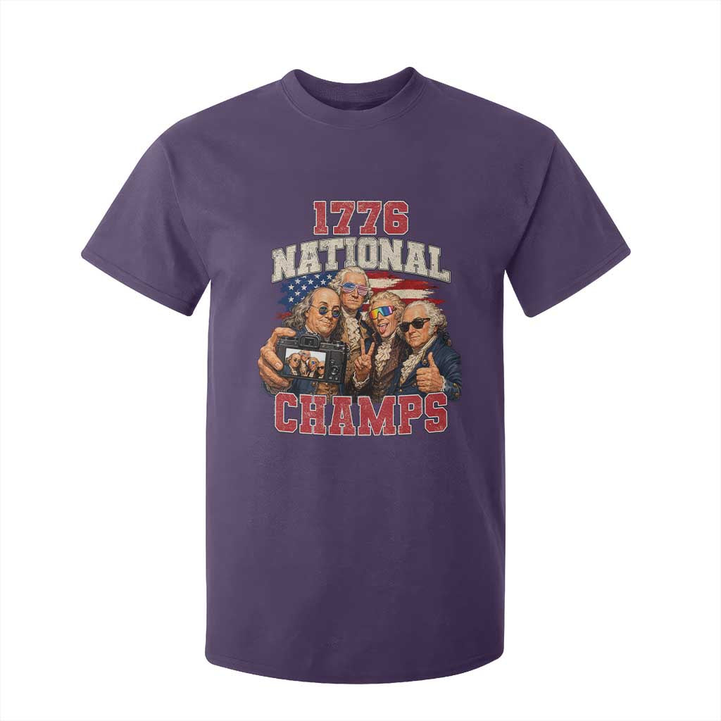1776 National Champs Funny Founding Fathers Selfie Graphic T Shirt For Kid George Washington and Ben Franklin Cool Sunglasses Patriotic