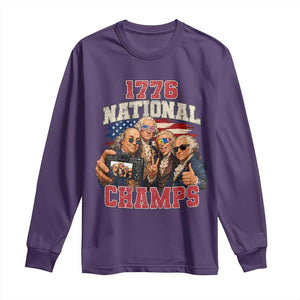 1776 National Champs Funny Founding Fathers Selfie Graphic Long Sleeve Shirt George Washington and Ben Franklin Cool Sunglasses Patriotic