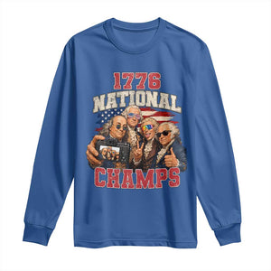 1776 National Champs Funny Founding Fathers Selfie Graphic Long Sleeve Shirt George Washington and Ben Franklin Cool Sunglasses Patriotic