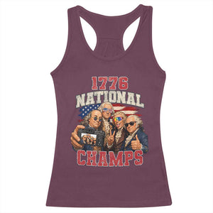 1776 National Champs Funny Founding Fathers Selfie Graphic Racerback Tank Top George Washington and Ben Franklin Cool Sunglasses Patriotic