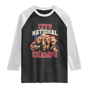 1776 National Champs Funny Founding Fathers Selfie Graphic Raglan Shirt George Washington and Ben Franklin Cool Sunglasses Patriotic