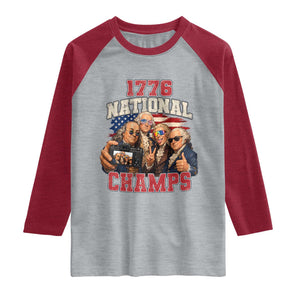 1776 National Champs Funny Founding Fathers Selfie Graphic Raglan Shirt George Washington and Ben Franklin Cool Sunglasses Patriotic